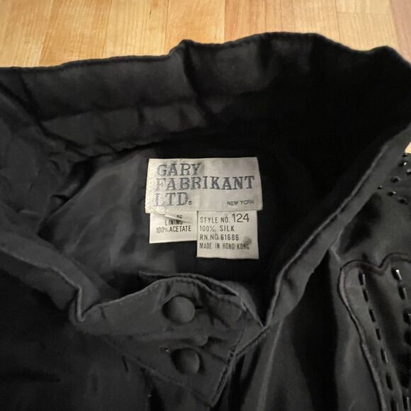 Gary Fabrikant Jacket Silk Shoulder pads Floral Embroidered Button Up Womens S - Picture 6 of 8